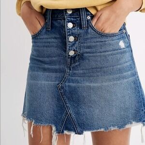 Madewell Rigid Denim A-Line‎ Mini Skirt in Hughes Wash Size 24